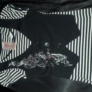 2000s Girls top Faux Vest Striped Shirt